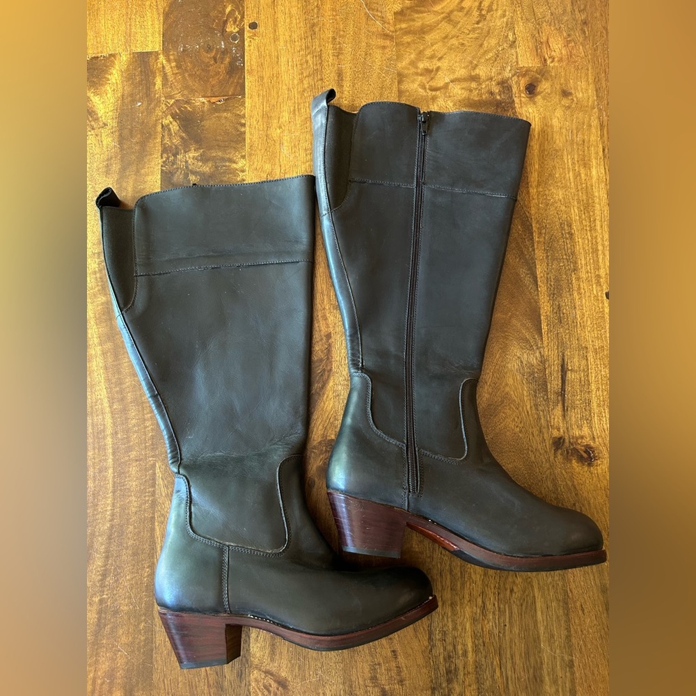 Adelante Tall Zip Up Custom Riding Boots Black Leather Size 8